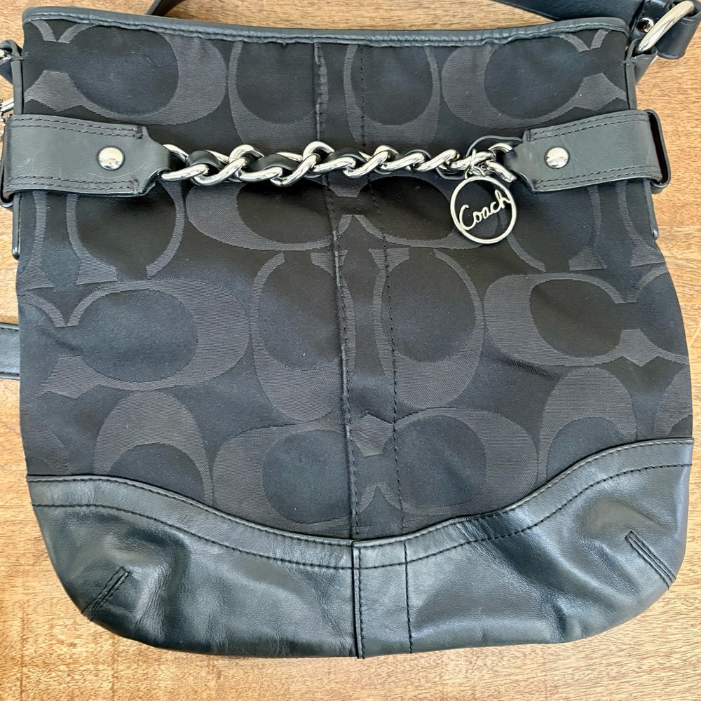 Coach Black Fabric Bag with Silver Accents